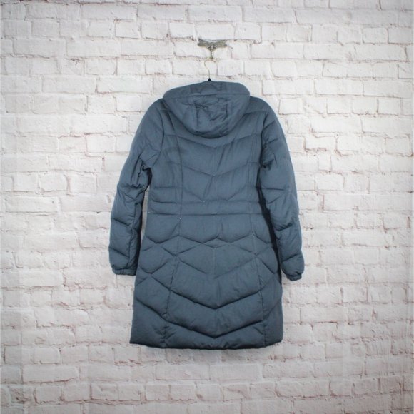 LL Bean Blue Polyester Stretch Full Zipper Down Puffer Hooded Coat M - Picture 8 of 9